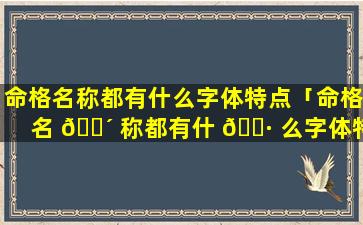 命格名称都有什么字体特点「命格名 🌴 称都有什 🕷 么字体特点图片」